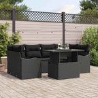 Gartensofa-set mit Kissen mit Kissen 7 pcs Schwarz Poly Rattan