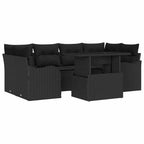 Gartensofa-set mit Kissen mit Kissen 7 pcs Schwarz Poly Rattan