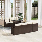 Gartensofa-set mit Kissen mit Speicher 8 pcs Braun Poly Rattan
