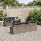 Gartensofa-set mit Kissen mit Speicher 8 pcs Grau Poly Rattan