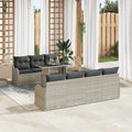 Gartensofa-set mit Kissen mit Kissen 8 pcs Hellgrau Poly Rattan