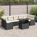 Gartensofa-set mit Kissen mit Kissen 8 pcs Schwarz Poly Rattan