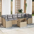 Gartensofa-set mit Kissen mit Speicher 8 pcs Beige Poly Rattan