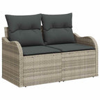 Gartensofa-set mit Kissen mit Kissen 9 pcs Hellgrau Poly Rattan
