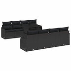 Gartensofa-set mit Kissen mit Kissen 9 pcs Schwarz Poly Rattan
