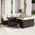 Gartensofa-set mit Kissen mit Kissen 9 pcs Braun Polyrattan