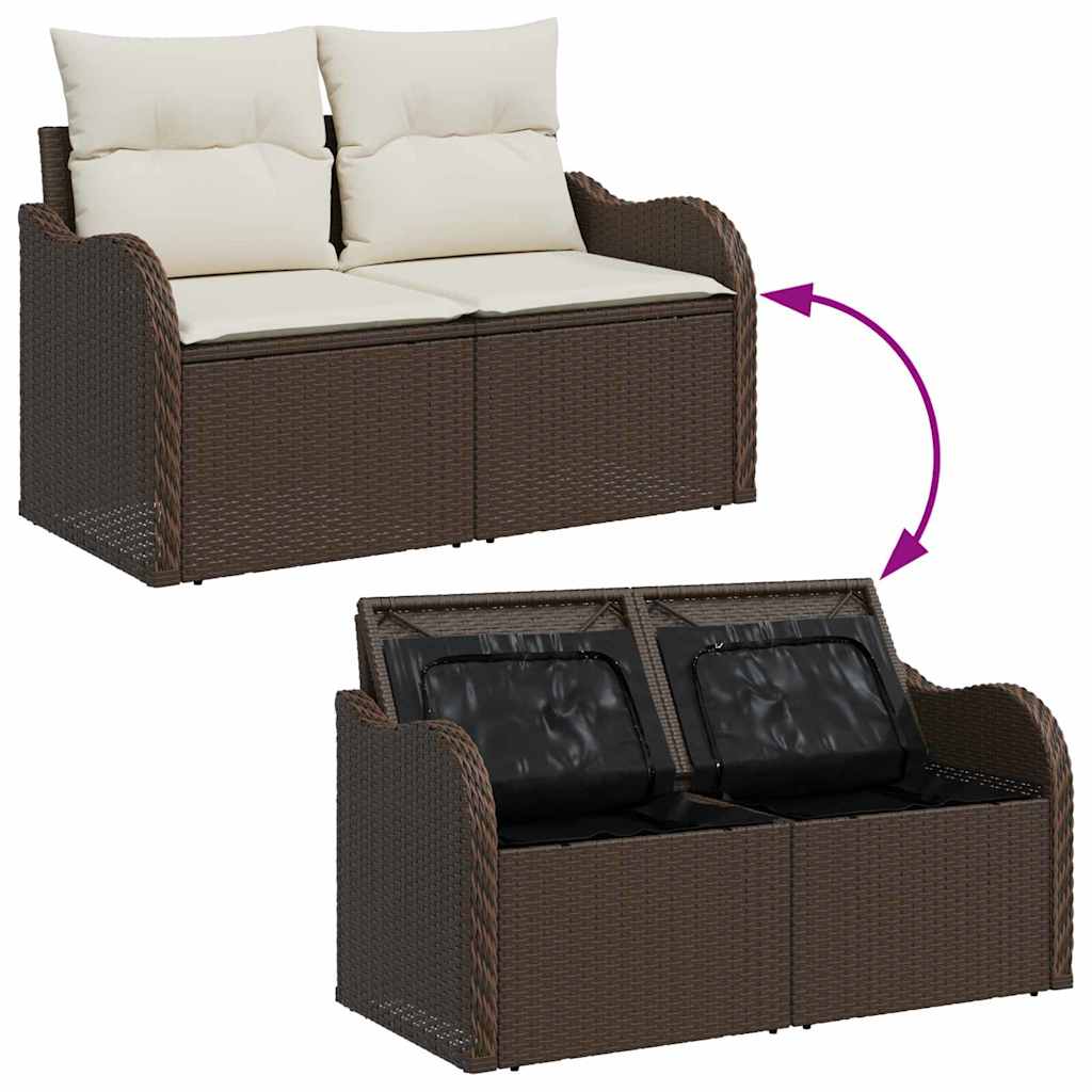 Gartensofa-set mit Kissen mit Kissen 9 pcs Braun Polyrattan