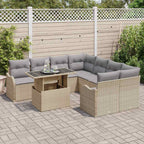 Gartensofa-set mit Kissen mit Kissen 9 pcs Beige Polyrattan
