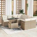 Gartensofa-set mit Kissen mit Kissen 9 pcs Beige Polyrattan