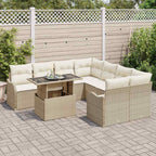Gartensofa-set mit Kissen mit Kissen 9 pcs Beige Polyrattan