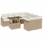 Gartensofa-set mit Kissen mit Kissen 9 pcs Beige Polyrattan