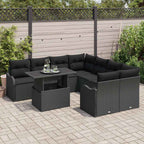 Gartensofa-set mit Kissen mit Kissen 9 pcs Schwarz Polyrattan