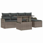 Gartensofa-set mit Kissen 6 pcs Grau Polyrattan