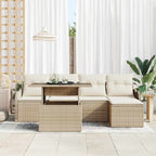 Gartensofa-set mit Kissen 6 pcs Beige Polyrattan
