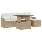 Gartensofa-set mit Kissen 6 pcs Beige Polyrattan