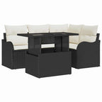 Gartensofa-set mit Kissen mit Kissen 5 pcs Schwarz Poly Rattan
