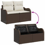 Gartensofa-set mit Kissen mit Kissen 5 pcs Braun Poly Rattan