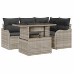 Gartensofa-set mit Kissen mit Kissen 5 pcs Hellgrau Poly Rattan