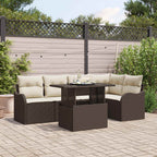 Gartensofa-set mit Kissen mit Kissen 6 pcs Braun Poly Rattan