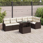 Gartensofa-set mit Kissen mit Kissen 7 pcs Braun Poly Rattan