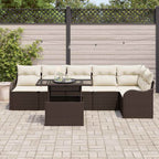 Gartensofa-set mit Kissen mit Kissen 7 pcs Braun Poly Rattan