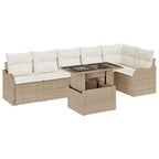 Gartensofa-set mit Kissen mit Kissen 7 pcs Beige Poly Rattan