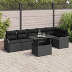 Gartensofa-set mit Kissen mit Kissen 7 pcs Schwarz Poly Rattan