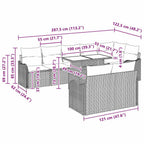 Garten-Sofa-Set mit Kissen mit Kissen 9 pcs Grau Poly Rattan