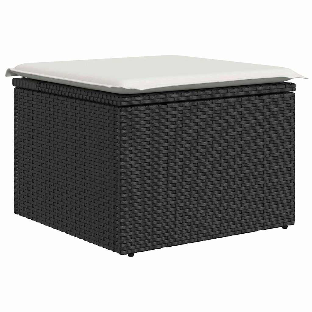 Garten-Sofa-Set mit Kissen 7 pcs Schwarz Poly Rattan