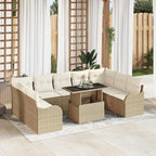 Gartensofa-set mit Kissen mit Kissen 10 pcs Beige Poly Rattan
