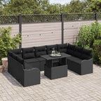Gartensofa-set mit Kissen mit Kissen 10 pcs Schwarz Poly Rattan