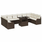 Gartensofa-set mit Kissen mit Kissen 11 pcs Braun Poly Rattan