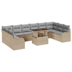 Gartensofa-set mit Kissen mit Kissen 11 pcs Beige Poly Rattan