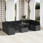 Gartensofa-set mit Kissen mit Kissen 11 pcs Schwarz Poly Rattan