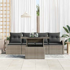 Garten-Sofa-Set mit Kissen mit Kissen 5 pcs Grau Poly Rattan