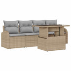 Garten-Sofa-Set mit Kissen mit Kissen 5 pcs Beige Poly Rattan