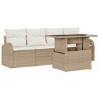 Garten-Sofa-Set mit Kissen mit Kissen 5 pcs Beige Poly Rattan