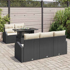 Gartensofa-set mit Kissen mit Kissen 6 pcs Schwarz Poly Rattan