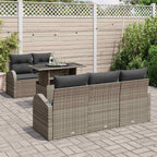 Gartensofa-set mit Kissen mit Kissen 6 pcs Grau Poly Rattan
