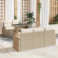 Gartensofa-set mit Kissen mit Kissen 6 pcs Beige Poly Rattan