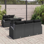 Gartensofa-set mit Kissen mit Kissen 6 pcs Schwarz Poly Rattan