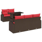 Gartensofa-set mit Kissen mit Speicher 6 pcs Braun Poly Rattan
