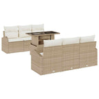 Gartensofa-set mit Kissen mit Speicher 7 pcs Beige Poly Rattan