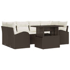 Garten-Sofa-Set mit Kissen mit Speicher 7 pcs Braun Poly Rattan