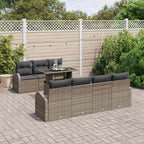 Gartensofa-set mit Kissen mit Speicher 8 pcs Grau Poly Rattan