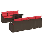 Gartensofa-set mit Kissen mit Speicher 8 pcs Braun Poly Rattan