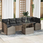Gartensofa-set mit Kissen mit Speicher 8 pcs Grau Poly Rattan