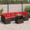 Gartensofa-set mit Kissen mit Speicher 8 pcs Braun Poly Rattan