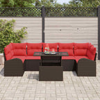 Gartensofa-set mit Kissen mit Speicher 8 pcs Braun Poly Rattan