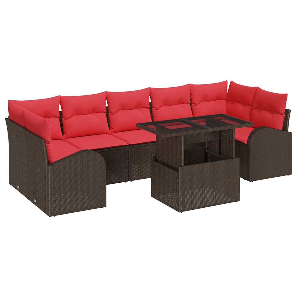 Gartensofa-set mit Kissen mit Speicher 8 pcs Braun Poly Rattan